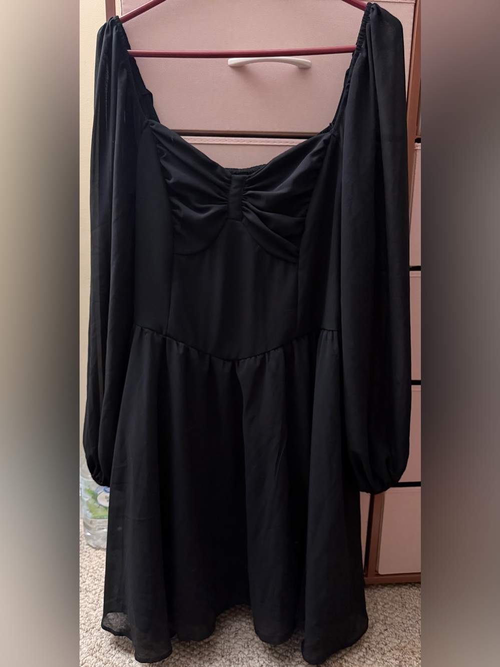 SHEIN MOD Curve 4XL Black Sweetheart Neck Mini Dress